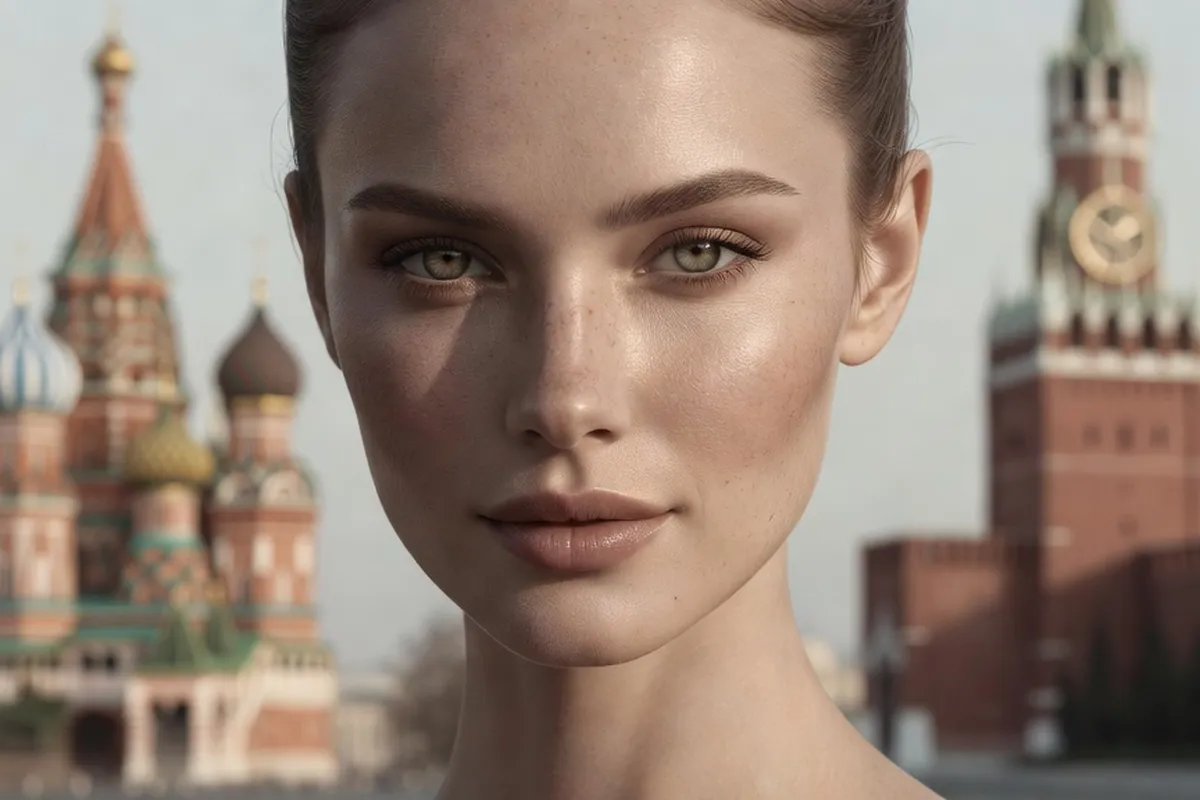 Portrait beauté d'une jeune femme russe au maquillage naturel