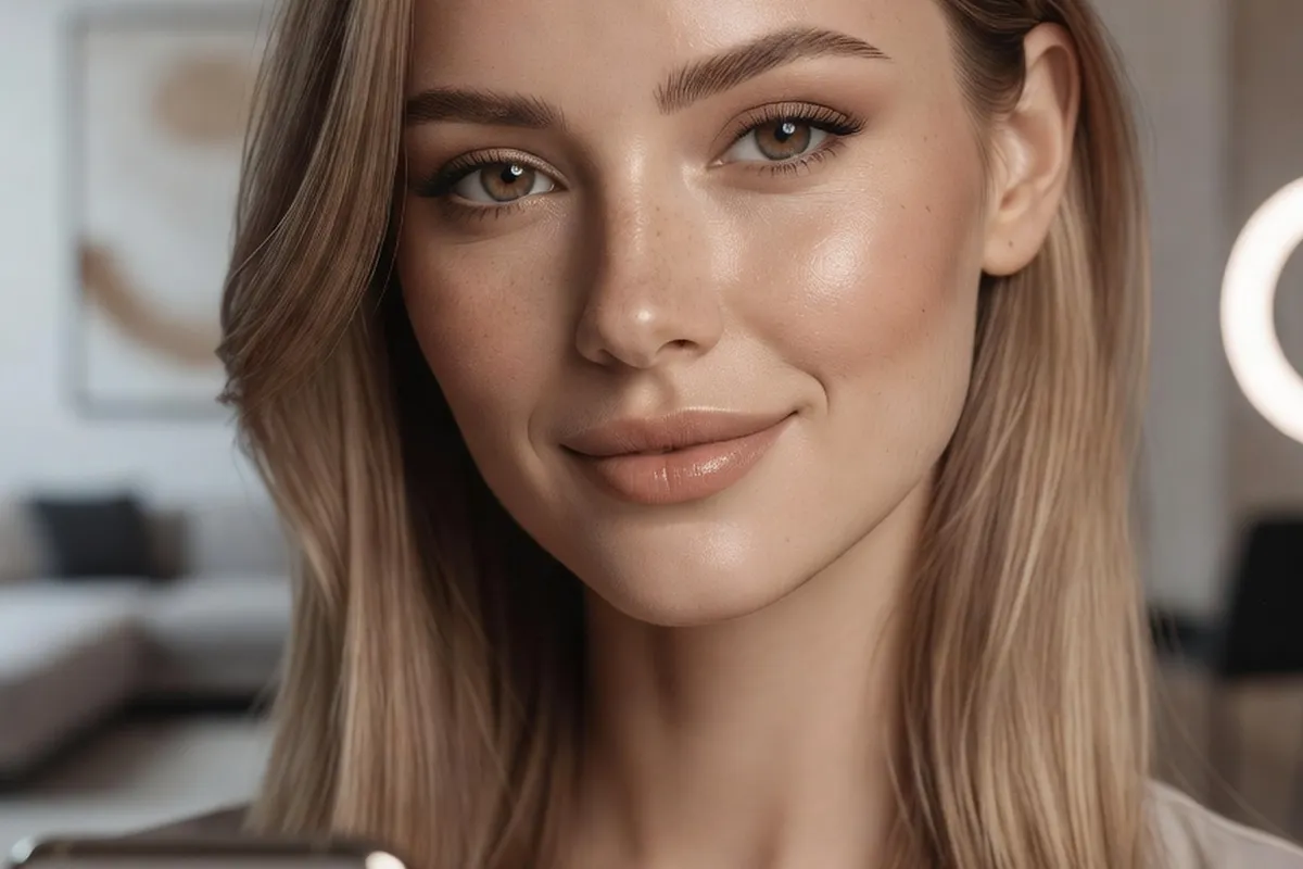 Jeune influenceuse est-europeenne au maquillage tendance