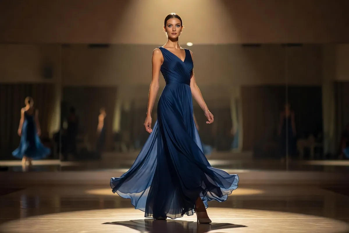 Candidate ukrainienne en robe de repetition dans une academie de concours