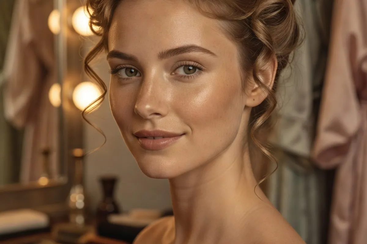 Coiffure vintage en cours de realisation en coulisses