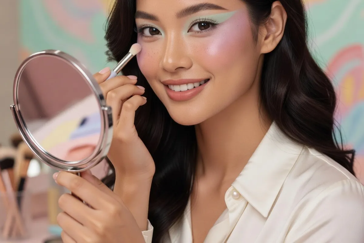 Application d'un maquillage pastel de style kawaii
