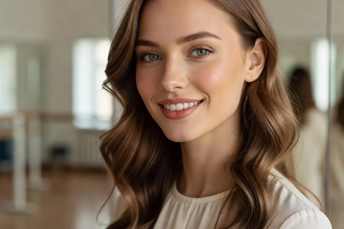 Candidate ukrainienne s'entrainant devant un miroir dans une academie
