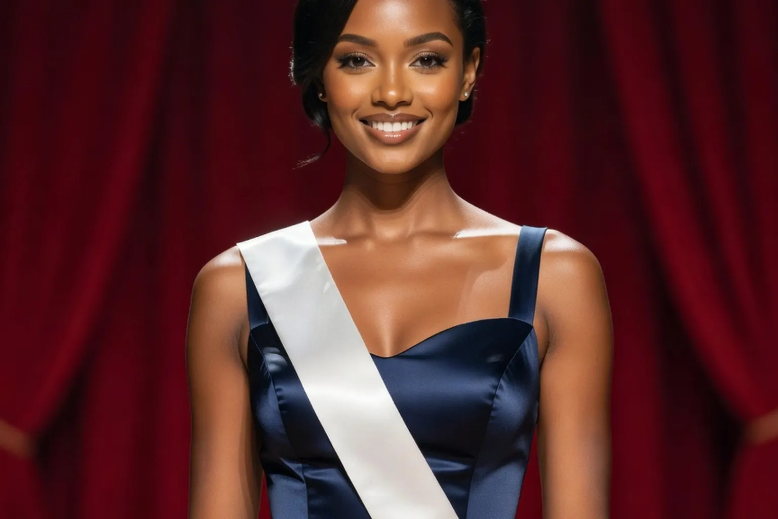 Drapeau sud-africain et ambiance de gala lors d'un concours de beauté international