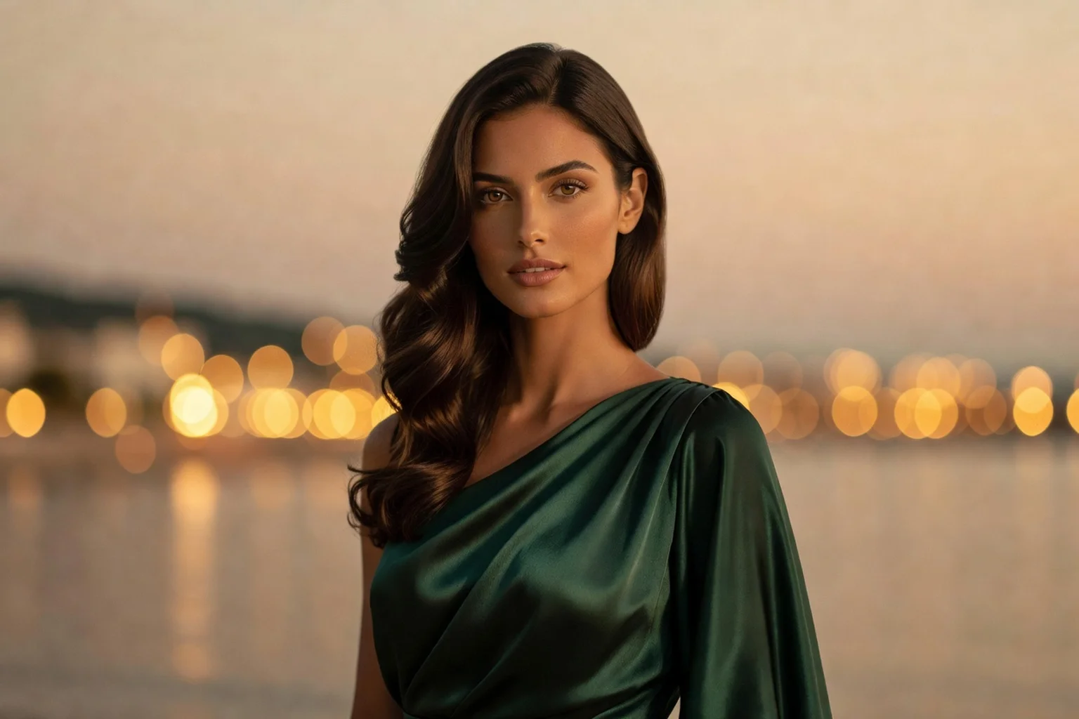 Portrait généré par IA d'une femme illustrant un style de beauté adriatique, ne représente pas une personne réelle